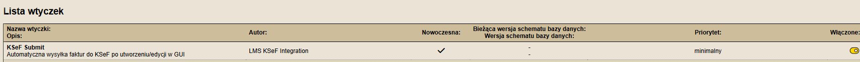 Zrzut ekranu LMS z zakładką KSeF